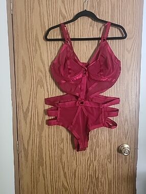 TORRID Curve Red Strappy Lace-Up Teddy Bodysuit